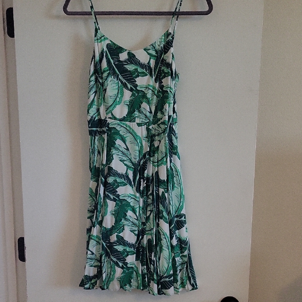 Old Navy Tropical Green Leaf Print Dress Size Small